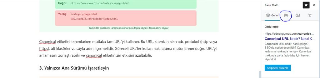 Canonical URL WordPress Rank Math SEO Adım 1